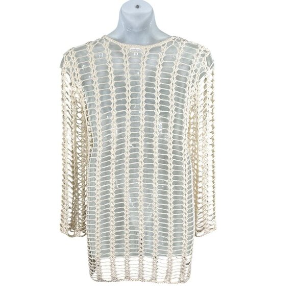 Superdown Med Miranda Crochet Mini Dress Open-Knit Bell Sleeves Beachy Vacation - Picture 6 of 16